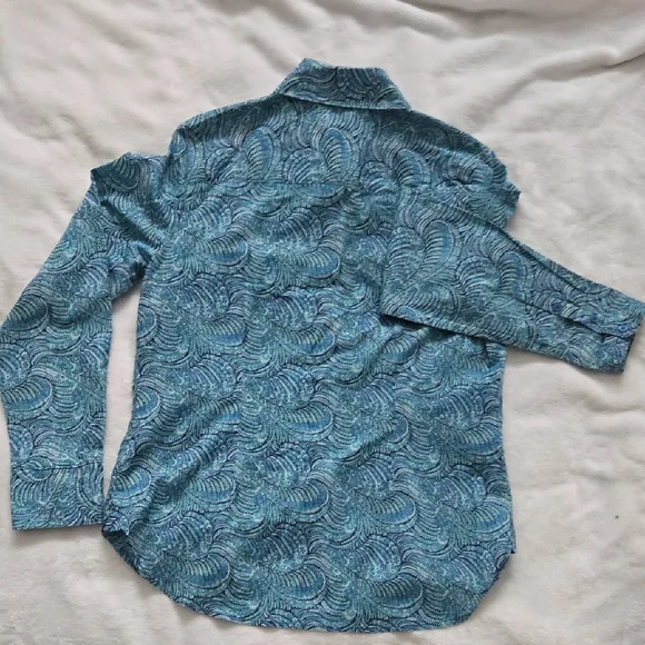 Liberty Women's Blue, Teal, and Black Swirl Shirt - Picture 4 of 7
